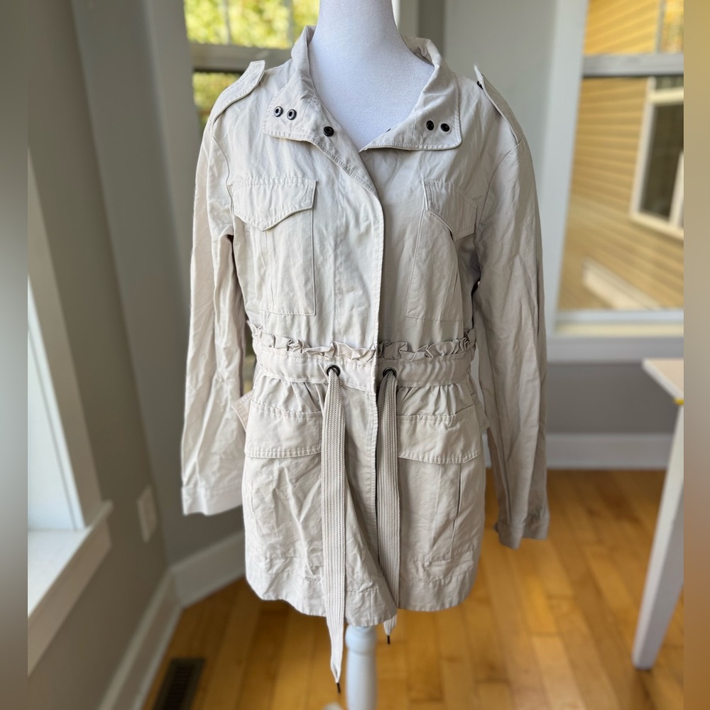 Simply Vera Vera Wang Light Khaki Drawstring Utility Trench Coat Jacket Large